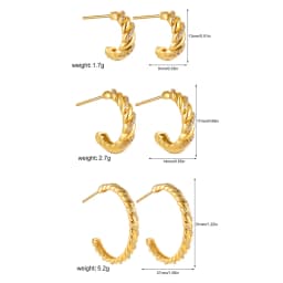 3pair/set Simple Twist Circle Round Hoop Earrings for Women Waterproof Stainless Steel Huggie Ear Buckle Statement Jewelry 2026