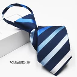New 7cm Mens Tie Pre-tied Easy Wear Neck Tie Business Wedding Zipper Lazy Pre-tied Korean Style Striped Plaid Solid Necktie