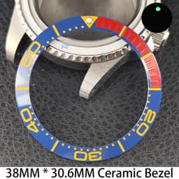 Sloping 38mm * 30.6mm Ceramic/Aluminum Bezel GMT and Diving Watch Insert Fits for 40mm Men's Watch Case Bezel Replacement Insert