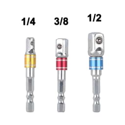 3pcs/set Chrome Vanadium Steel Socket Adapter Hex Shank to 1/4" 3/8" 1/2" Extension Drill Bits Bar Hex Bit Set Power Tools