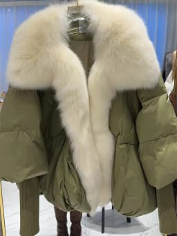 OFTBUY New Duck Down Jacket Winter Coat Women Super Large Real Silver Fox Fur Collar Jacket Knit Sleeve Fashion Luxury Outerwear