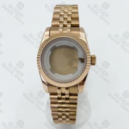 BLIGER 31mm NH05 NH06 Watch Case Fluted Curved Silver Gold Rose Gold Jubilee For Ladies Watch Date Sapphire Glass Waterproof