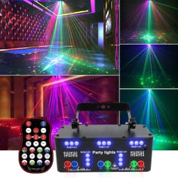 HCWE  21 Lens LED Stage Lamp DJ Projector Strobe Effect Laser Lights Party 21 Eyes Disco Light for Night Club Bar KTV Lighting