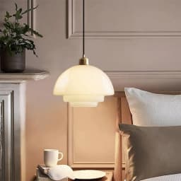 Nordic Minimalist Glass Pendant Light With Single Head Antique Style Cream Hanging Light Study Bar Counter Front Desk Studio