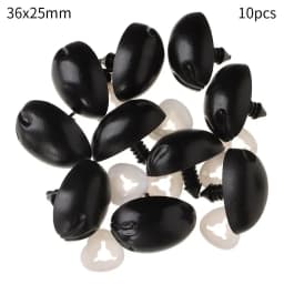 10Pcs Plastic Black Oval Safety Noses Doll Animal Dog Noses for Bear Stuffed Toys DIY Craft Wool Felting Accessories