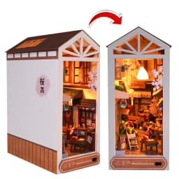 DIY Wooden Book Nook Shelf Insert Miniature Building Kits Cyberrpunk World Bookshelf Assembly Bookend for Adults Birthday Gifts
