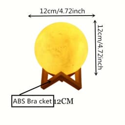 LED Night Light 3D Printed Moon Lamp 12CM Battery-Powered with Stand Starry Sky Light Three-Color Bedroom Decoration Gift