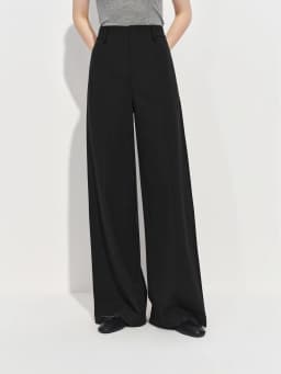 FSLE 2026 Spring Women's Wide Leg Trousers Wool Blend Acetate Pants High Waist Office Chic Pant Versatile Minimalist Soft Pants