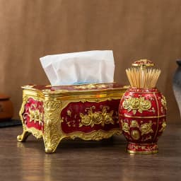 European light luxury pressing toothpick container Tissue box set household living room office tissue storage box Toothpick box