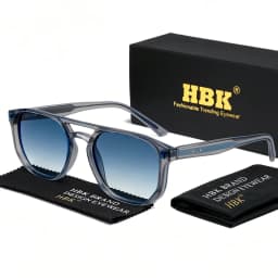 HBK Retro Men's Pilot Sunglasses Flat Top Double Bridge Design Gradient Sunglasses Women's Outdoor Travel Summer Glasses