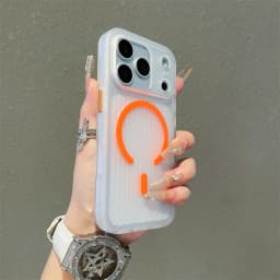 Corrugated Pattern For Magsafe Magnetic Wireless Charge Case For iPhone 17 16 15 14 13 Pro Max Transparen Bumper PC Matte Cover