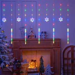 Christmas LED Curtain Lights, Boasting Snowflake & Icicle Patterns, Battery - Driven Fairy String Lights Suited for Home Party