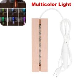 1-10pcs LED Wood Light Display Crystal Acrylic Lighted Base USB Wooden Stand for Resin Art Craft Lights Decor 스탠드 led 조명