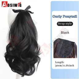 AOSI Synthetic Short Wave Ponytail Hair Extensions Drawstring Tied to Hair Tail Clip in Hair Extensions for Women Daily Wear