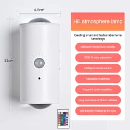 LED Motion Sensor Night Light RGB Colors Changing Wireless Wall Lamp Rechargeable Magnetic Sunset Lamp for Bedroom Living Room