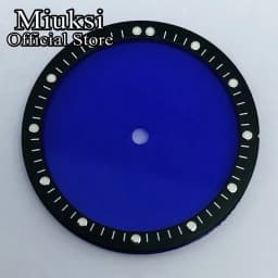 Miuksi 28.5mm black blue white transparent dial plastic movement bezel fit NH35 NH36 NH38 NH39 NH70 NH72 movement