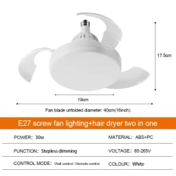 Smart LED Ceiling Fan Light 48W Energy Efficient with Remote Control 3 Speed Options 2/4H Timer for Living Room Bedroom E27