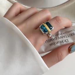 XIYANIKE Vintage Square Blue Zircon Open Cuff Finger Rings for Women New Korean Fashion Jewelry Girl Gift Party кольцо ж
