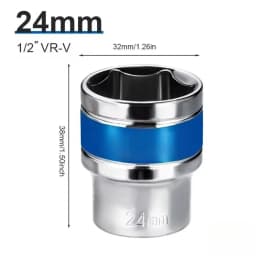 1/2Inch Blue Drive Short Hex Sockets for Nut Removal 8-32mm Socket Spanner, CR-V Steel Socket Set For 1/2 Socket Set