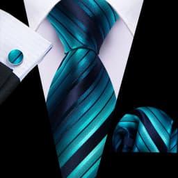Barry.Wang Jacquard Water Duck Blue Men's Tie With Pocket Square Cufflinks Set Exquisiet Necktie For Male Wedding Business