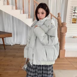 Korean Style Thickened Puffer Jacket for Women Loose Fit Warm Padded Coat Students Winter Solid Color All Match Hooded Parkas