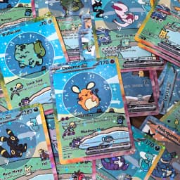 55Pcs Cute DIY Card Proxy Poke My bubble friends Holographic Anime Version Pocket Monster Collection Cards Eevee Charizard