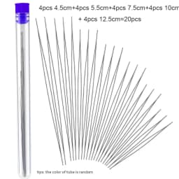 20Pcs Beading Needles, Assorted Size Big Eye Beads Needles Seed Beads Needles with Needle Bottle for Jewelry Making