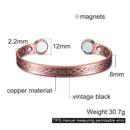 Vinterly Pure Copper Bracelets Adjustable Vintage Knot Magnetic Bangles 8mm Wide Arthritis Health High Magnet Jewelry Resizable