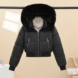 Autumn Winter Short Style Women's down Cotton Jacket Removable Fur Collar Slimming Design Warm Thickened Zipper Closure Coat