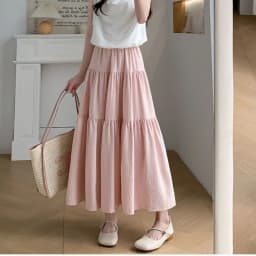 Elegant Solid A-LIne Cake Long Skirts Fashion Women Vintage High Waist Elastic Spring Dresses Office Lady Commute Chic Skirt