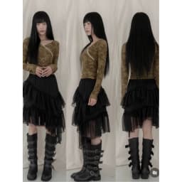 Spring 2026 New Design Dongda Gate Elastic Waist Tulle Skirt Layered Ruffle Hemline Polyester Fiber Court Style Cake Skirt