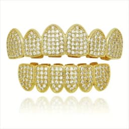 Hiphop Teeth Grillz Set for Unisex Top Bottom Mouth Silver Color Teeth Grills Tooth Cap Removable Dental Fashion Body Jewelry