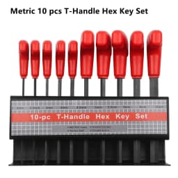 WOZOBUY 10pc Metric Or Inch T-Handle Hex Key Allen Wrench Tool Set Or Star T-Handle Hex Key Set with Convenient Storage Stand
