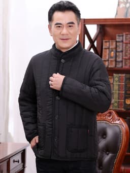 Men's Thickened Fleece Lined Cotton Jacket Winter Outerwear for Middle-Aged And Elderly Casual Fashionable Warm And Windproof