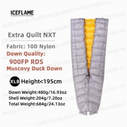 IceFlame Extra Quilt 900FP Ultralight Footless Down Quilt Mummy Sleeping Bag with Pad Attachment System for Backpacking Camping