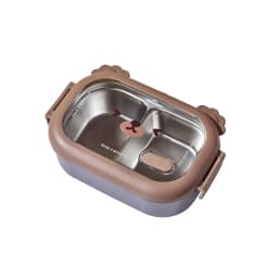 Cartoon Bear Pattern Stainless Steel Lunch Box Student School Office Healthy Food Storage Containers Portable Grids Bento Box