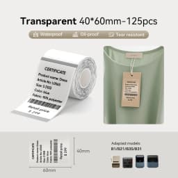 3 Rolls NIIMBOT B21 B3S B1 B31 Thermal Label Clothing Price Food Self-adhesive Tag Waterproof Smart Office Pocket Printer Label