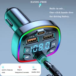 Bluetooth 5.0 FM Transmitter Receiver Car Charger Dual USB Car MP3 Player Adapter Auto Stereo Radio Handsfree Wireless Car Kits