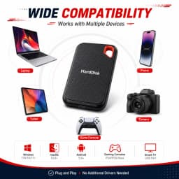 2TB External Hard Drive Portable SSD High Speed Hard Disk Solid State Drive USB-C Original Storage Device for Laptop/Phone/Mac