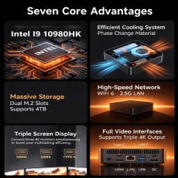 2026 Mini PC Intel Core I9 10980HK Windows 11 Gaming Computer Desktop PC RAM 32GB SSD 2TB WiFi6 BT5.0 Portable Gamer PC