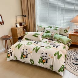 100% Cotton Brushed Quilt Cover Nordic Plaid Thickened Duvet Covers Soft Skin-Friendly Comfortable Single Double Blanket Cover