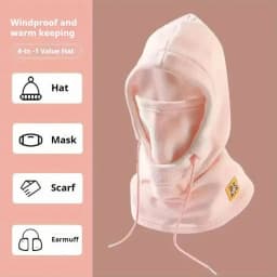 Unisex Winter Balaclava Knit Hood - Windproof Mask with Drawstring Motorcycle Riding Headgea Warm Knitted Cap Cold Weather