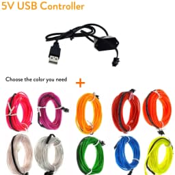 1M 2M 3M 4M 5M Flexible Neon Glow Light EL Wire LED Strip 5V 3V 12V Waterproof Rope For DIY Car Party Room Clothing Decoration