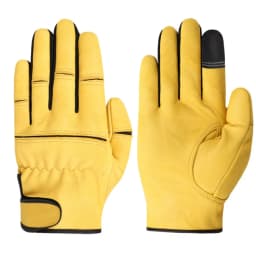 Professional Genuine Leather Work Gloves -Touchscreen Durable Cut Resistant for Mechanic Driving Riding Heavy Duty Outdoor Work