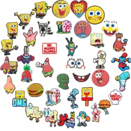 14-100pcs SpongeBob SquarePants Shoe Charms For Slides Sandals, PVC Shoe Decorations Accessories For Christmas Gift Party Favor
