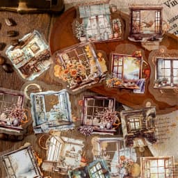 6style 30pcs retro coffee themed PET material decorative sticker DIY handmade material scrapbook diary album decorative sticker