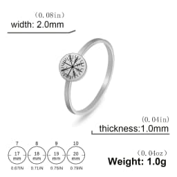 Skyrim Nordic Vegvisir Runic Compass Ring Stainless Steel Aegishjalmur Helm of Awe Rings Amulet Jewelry for Women Men
