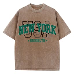 Women'S Cotton Washed T-Shirts All-Math Loose O-Neck Tee Shirts Brooklyn Usa Printing Short Sleeve Summer Street Female Clothes