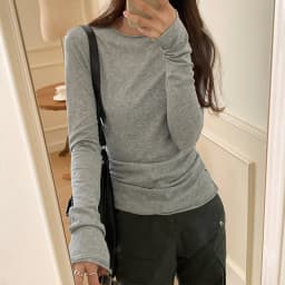 Spring Autumn T Shirt Women Tops Solid Long Sleeve Ruched O Neck Tshirts Female Korean Casual Streetwear High Quality Base Tees