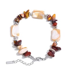 Yhpup Stainless Steel Natural Stone Shell Chain Bracelet Bangle 2026 Summer Fashion Beads Handmade Wrist Jewelry Gift Waterproof